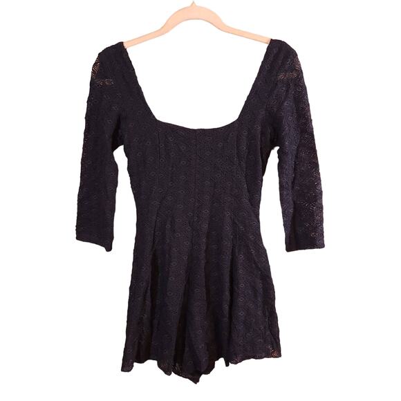 Kimchi Blue Dezzie Black Lace Square Neck Romper Boho Witchcore Women's S - Picture 3 of 8